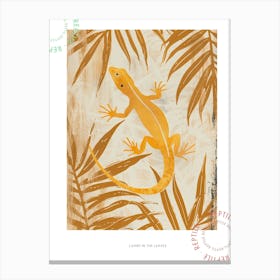 Lizard In The Leaves Block Print 2 Poster Canvas Print