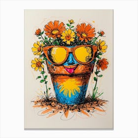 Sunflowers In A Pot Canvas Print