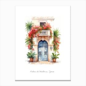 Palma De Mallorca, Spain   Mediterranean Doors Watercolour Painting 3 Poster Canvas Print
