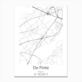 De Pinte,Belgium Minimalist Map Canvas Print