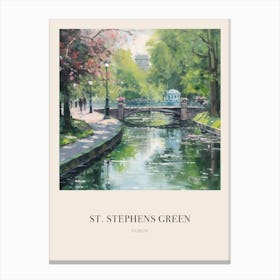 St Stephens Green Dublin 3 Vintage Cezanne Inspired Poster Canvas Print