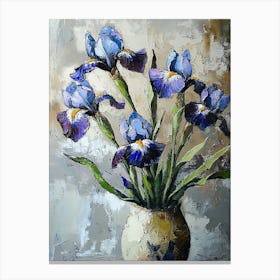 Blue Iris In A Vase Canvas Print