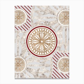Geometric Abstract Glyph in Festive Gold Silver and Red n.0055 Canvas Print