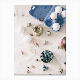 Easter Eggs And Blueberries 3 Canvas Print