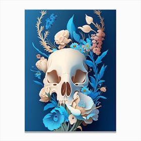 Animal Skull Blue Vintage Floral Canvas Print