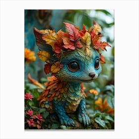 Photorealistic Creature Nestled Among Vibrant Foliage Captivating The Essence Of A Whimsical Dream Canvas Print