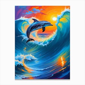 Dolphin At Sunset Canvas Print