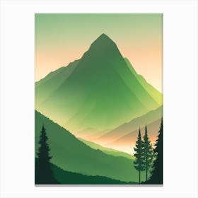Misty Mountains Vertical Composition In Green Tone 2 Canvas Print
