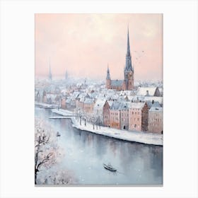 Dreamy Winter Painting Copenhagen Denmark 2 Canvas Print