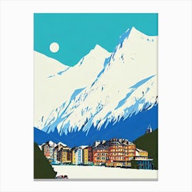 Chamonix 2, France Midcentury Vintage Skiing Poster Canvas Print