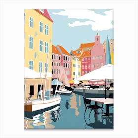 Aarhus, Denmark, Flat Pastels Tones Illustration 4 Canvas Print
