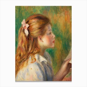 Reading (La Lecture) (1892), Pierre Auguste Renoir Canvas Print