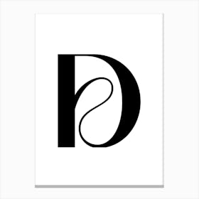 Letter D.Classy expressive letter. Canvas Print