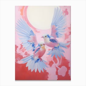 Pink Ethereal Bird Painting Bluebird 1 Canvas Print