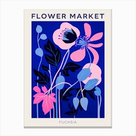 Blue Flower Market Poster Fuchsia 1 Canvas Print