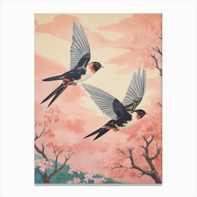 Vintage Japanese Inspired Bird Print Barn Swallow 3 Canvas Print