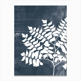 Fern Leaves in Navy Blue, Farmhouse Botanical 1 Canvas Print
