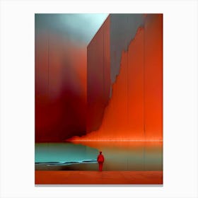 Man Standing In A Red Building Canvas Print