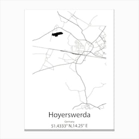 Hoyerswerda,Germany Minimalist Map Canvas Print