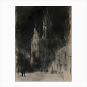 Dark Gothic Cathedral At Night Canvas Print