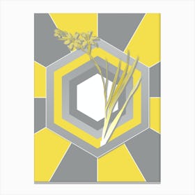 Vintage Gladiolus Botanical Geometric Art in Yellow and Gray n.447 Canvas Print