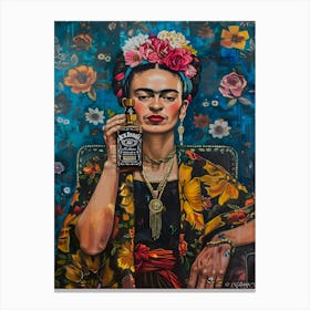 Frida Kahlo Portrait Watercolor Canvas Print