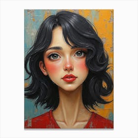 Girl With Black Hair Canvas Print