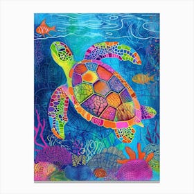 Rainbow Doodle Sea Turtle 2 Canvas Print