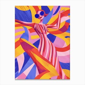 Woman In A Colorful Dress 1 Canvas Print