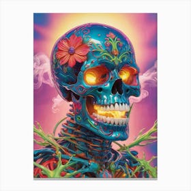 Neon Iridescent Skull Painting (12) Canvas Print