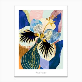 Colourful Flower Illustration Poster Wild Pansy 1 Canvas Print