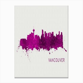 Vancouver Canada City Purple Canvas Print