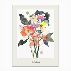 Hellebore 1 Collage Flower Bouquet Poster Canvas Print