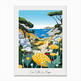 Poster Of San Vito Lo Capo, Italy, Illustration In The Style Of Pop Art 3 Canvas Print