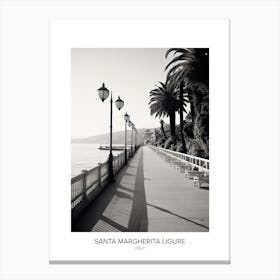 Poster Of Santa Margherita Ligure, Italy, Black And White Photo 2 Canvas Print