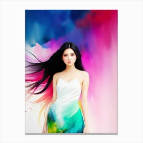 Woman In Colorful Dress Canvas Print