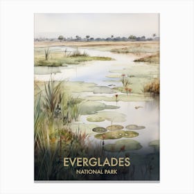 Everglades National Park Watercolour Vintage Travel Poster 4 Canvas Print