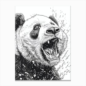 Giant Panda Growling Ink Illustration 2 Canvas Print