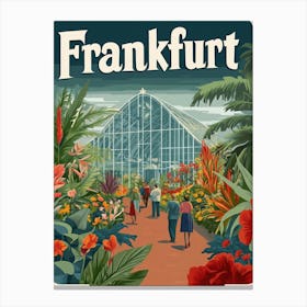 Aihrgdesign A Retro Travel Poster For Frankfurt Featuring The Ef5147b0 De86 4800 9f45 4bf41570abd8 0 Canvas Print