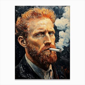 Portrait Vincent Van Gogh Smoking Cigarette, Painting Art Illustratin Canvas Print