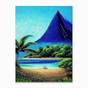 Mauritius Pointillism Style Tropical Destination Canvas Print
