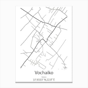 Vochaiko,Greece Minimalist Map Canvas Print