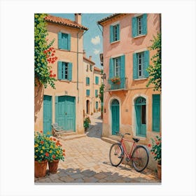 Mediterranean Village Bicycle Canvas Print