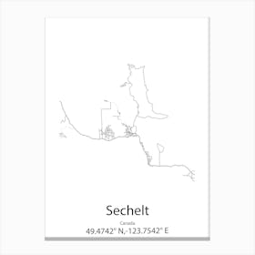 Sechelt,Canada Minimalist Map Canvas Print