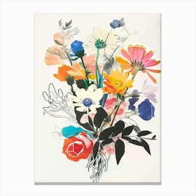 Daisy 3 Collage Flower Bouquet Canvas Print