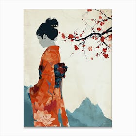 Woman in Kimono, Chine Canvas Print