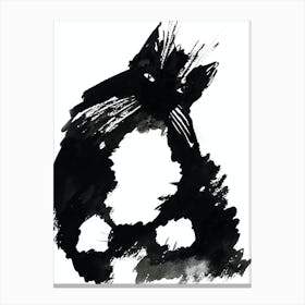 Black And White Cat minimal minimalist monochrome animal pet simple ink painting drawing art Canvas Print