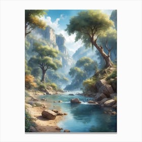 River In The Forest Canvas Print