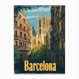 Aihrgdesign A Retro Travel Poster For Barcelona Featuring The F6bca72e D5a7 4720 B276 F77bf763e66b 2 Canvas Print