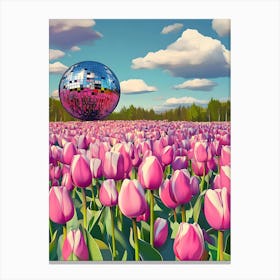 Disco Ball In Tulips Canvas Print